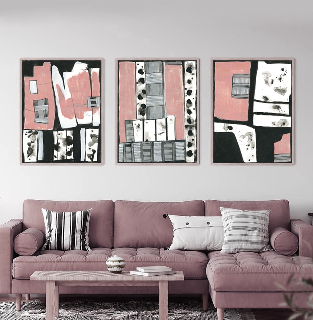 Set 3 Picturi abstracte acrilic pe hartie set 3 picturi pentru living room arta originala decoratiune interioara cadou - arte vizuale și accesorii  - picturi - pictură acrilică - Artynos.ro