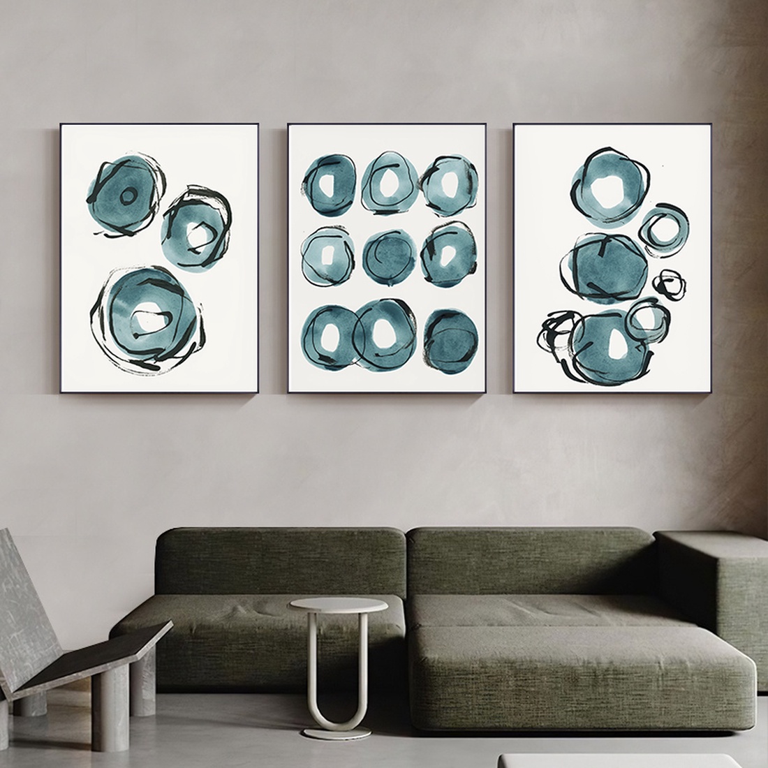 Set 3 printuri acuarela pe hartie poster acuarela print abstract verde decoratiune interioara design interior cadou - casă & stil de viață - accesorii pentru decorat casa - picturi murale - postere - Artynos.ro