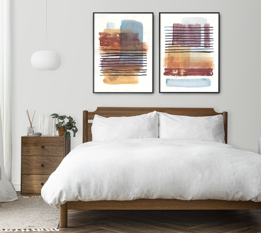 Set 2 Printuri Acuarela originala poster cadou inedit print abstract portocaliu decoratiune interioara design interior  - casă & stil de viață - accesorii pentru decorat casa - picturi murale - postere - Artynos.ro