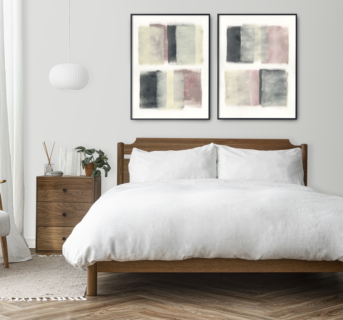 Set 2 Printuri Acuarela originala poster cadou inedit print abstract roz gri decoratiune interioara design interior  - arte vizuale și accesorii  - picturi - acuarele picturi - Artynos.ro