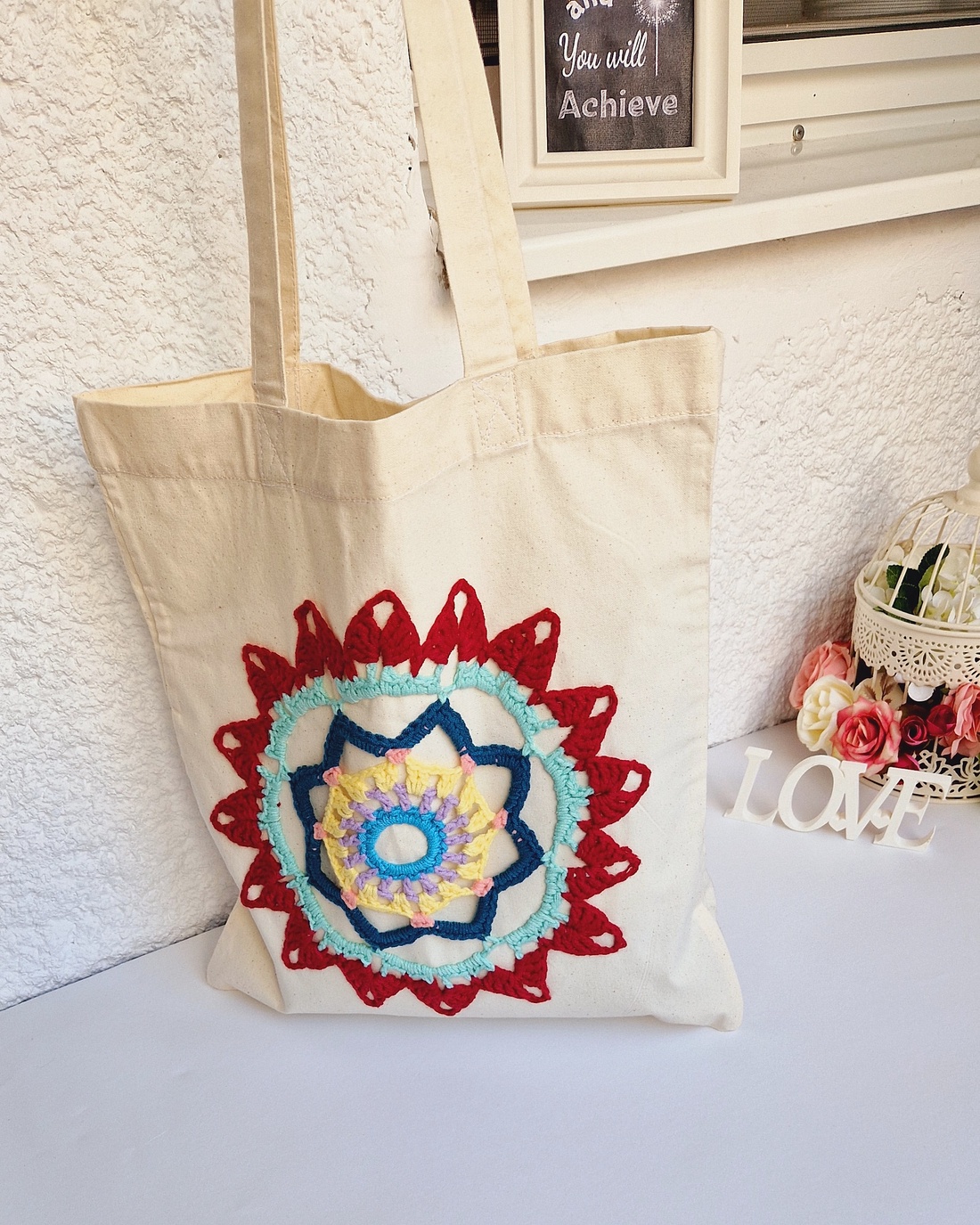 Plasă bumbac Colorful Mandala Star - geantă și husă - geantă pentru cumpărături - geantă shopper, geantă tote, geantă textilă - Artynos.ro