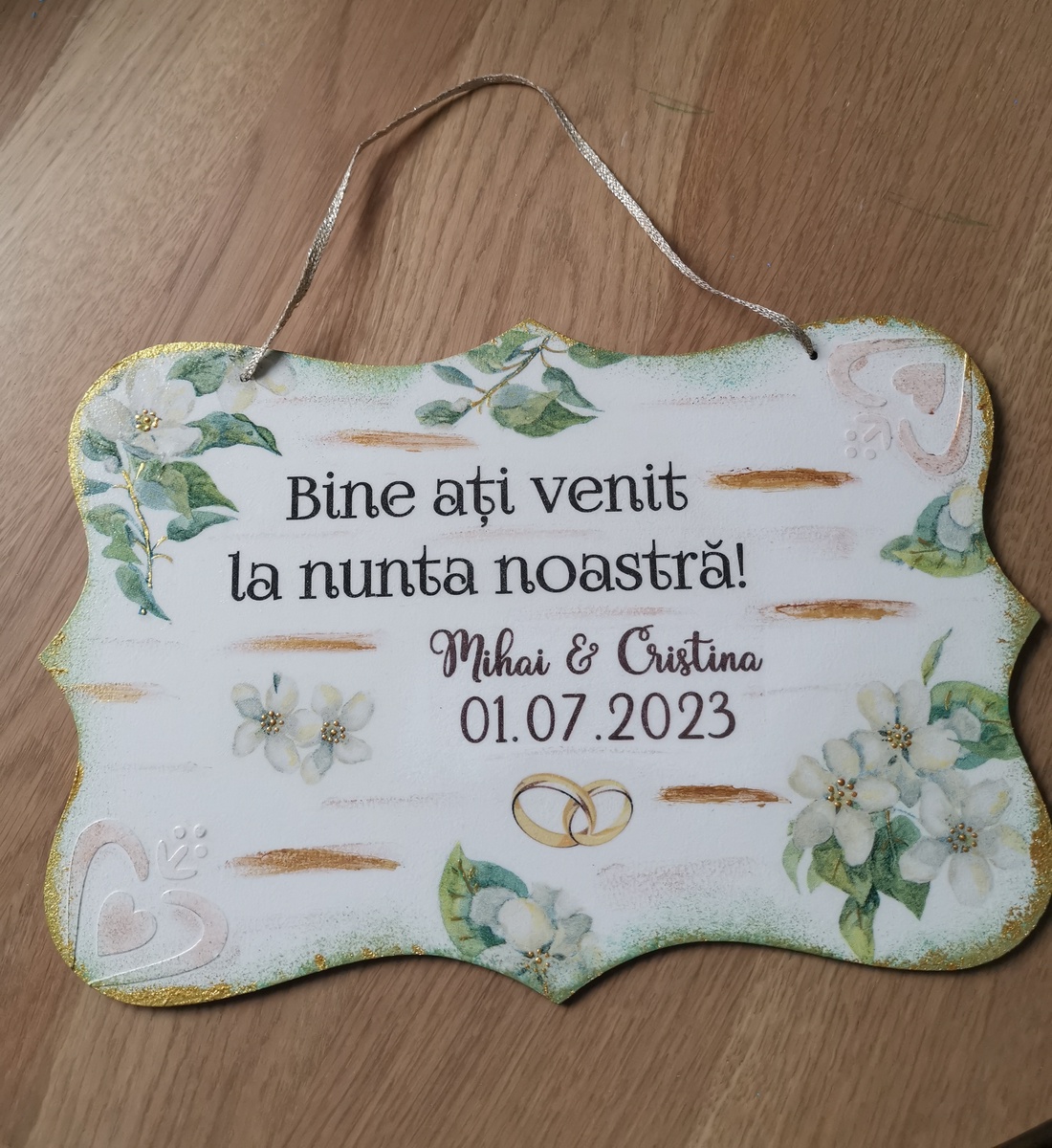 Placa  Bine ați venit  - accesorii nuntă - amintiri și cadouri de nuntă - cadouri de bun venit nuntă - Artynos.ro