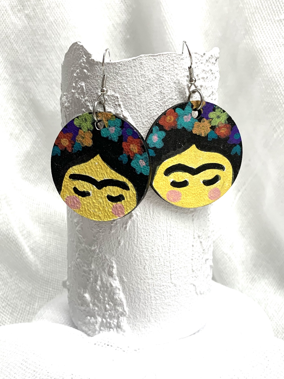 Set bijuterii unicat -pictat manual (motiv Frida Kahlo ) - accesorii nuntă - seturi bijuterii mireasă - set bijuterii de mireasă - Artynos.ro