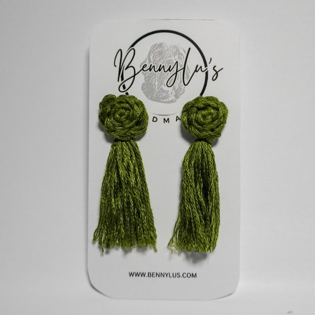 Cercei Tassel Macrame Handmade - Green - bijuterii - cercei - cercei cu franjuri - Artynos.ro