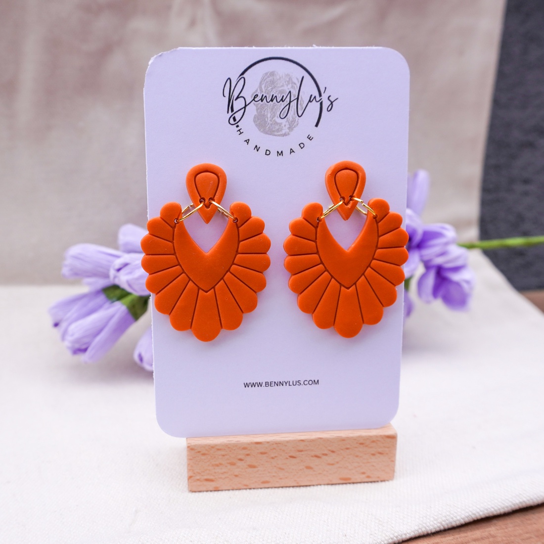 Cercei Handmade Lut Polimeric Tangerine - bijuterii - cercei - cercei agățați - Artynos.ro