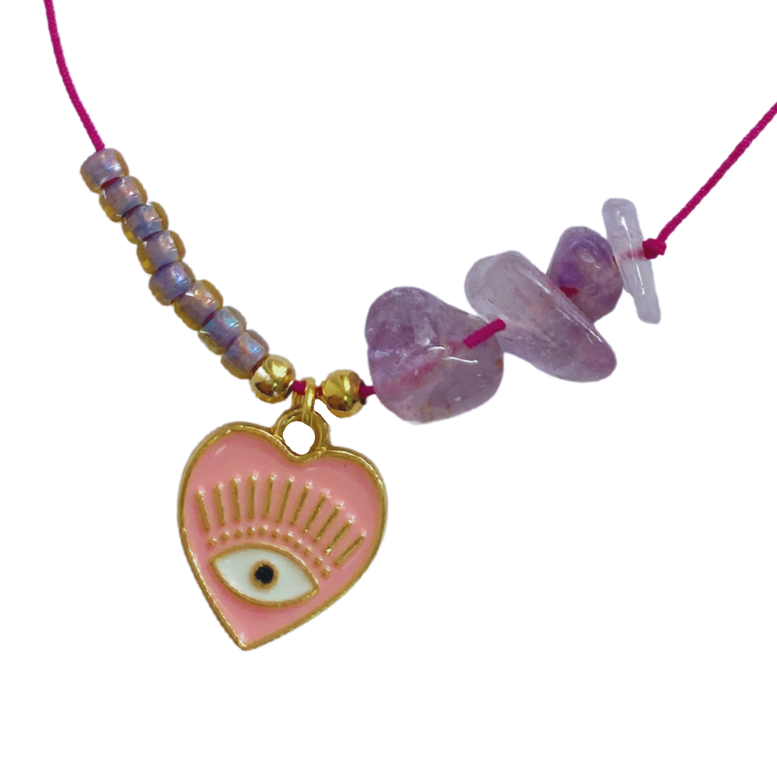 BRATARA AMETIST EVIL EYE - LINISTE SI PROTECTIE - bijuterii - brățări - brățară charm - Artynos.ro