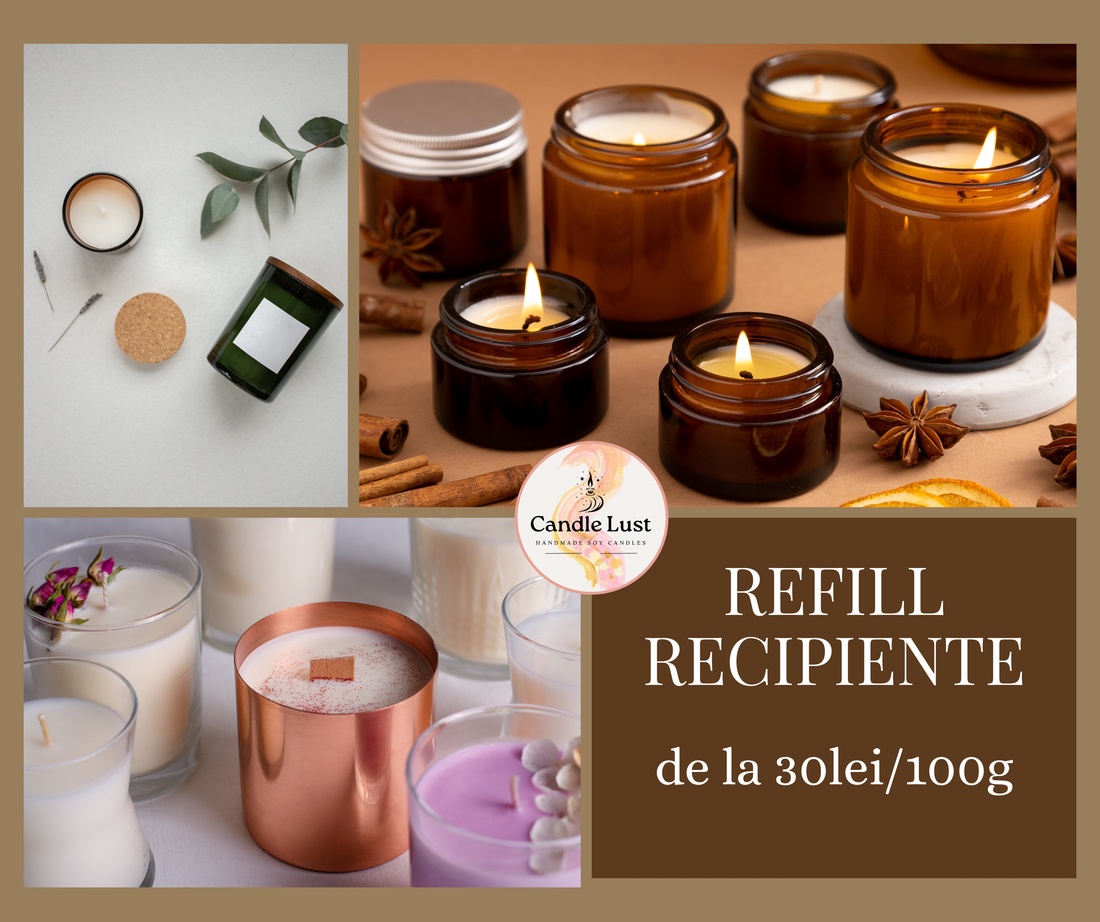 Refill recipiente lumanare parfumata, reumplere, ceara de soia - accesorii locuință - lumânări, parfumuri, arome - lumânare - lumânări artizanale - Artynos.ro