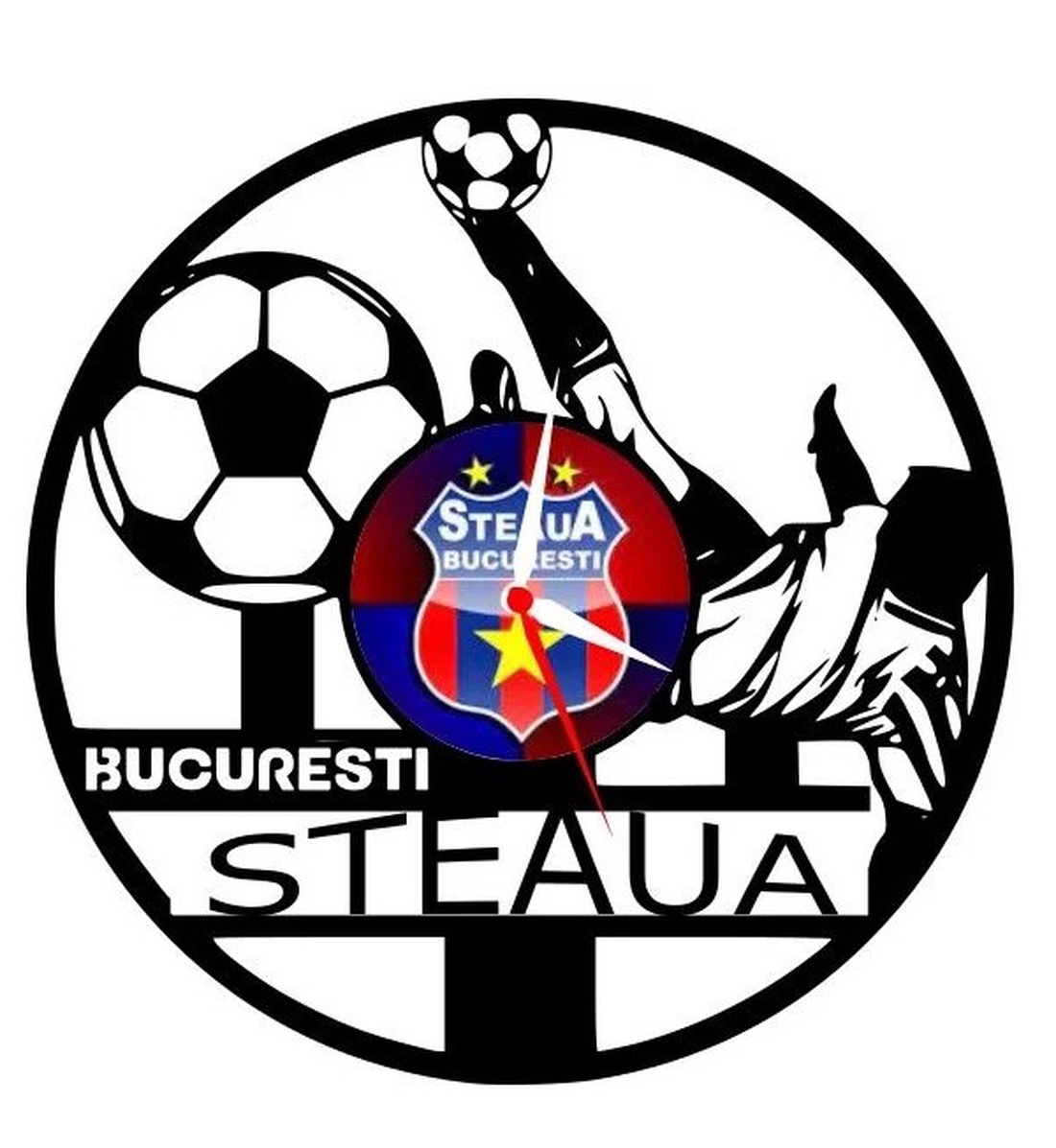 STEAUA BUCURESTI-ceas de perete - accesorii locuință - accesorii pentru decorat casa - decorațiuni de pereți, decorațiuni suspendate - ceasuri de perete - Artynos.ro