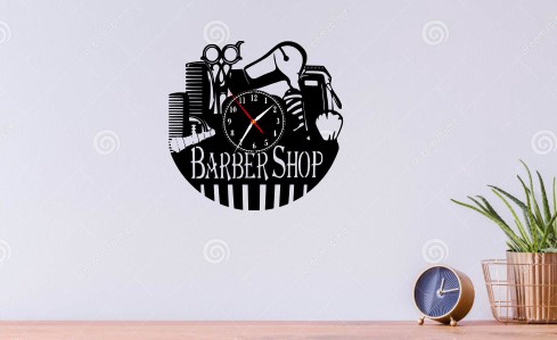 BARBERSHOP-ceas de perete - accesorii locuință - accesorii pentru decorat casa - decorațiuni de pereți, decorațiuni suspendate - ceasuri de perete - Artynos.ro