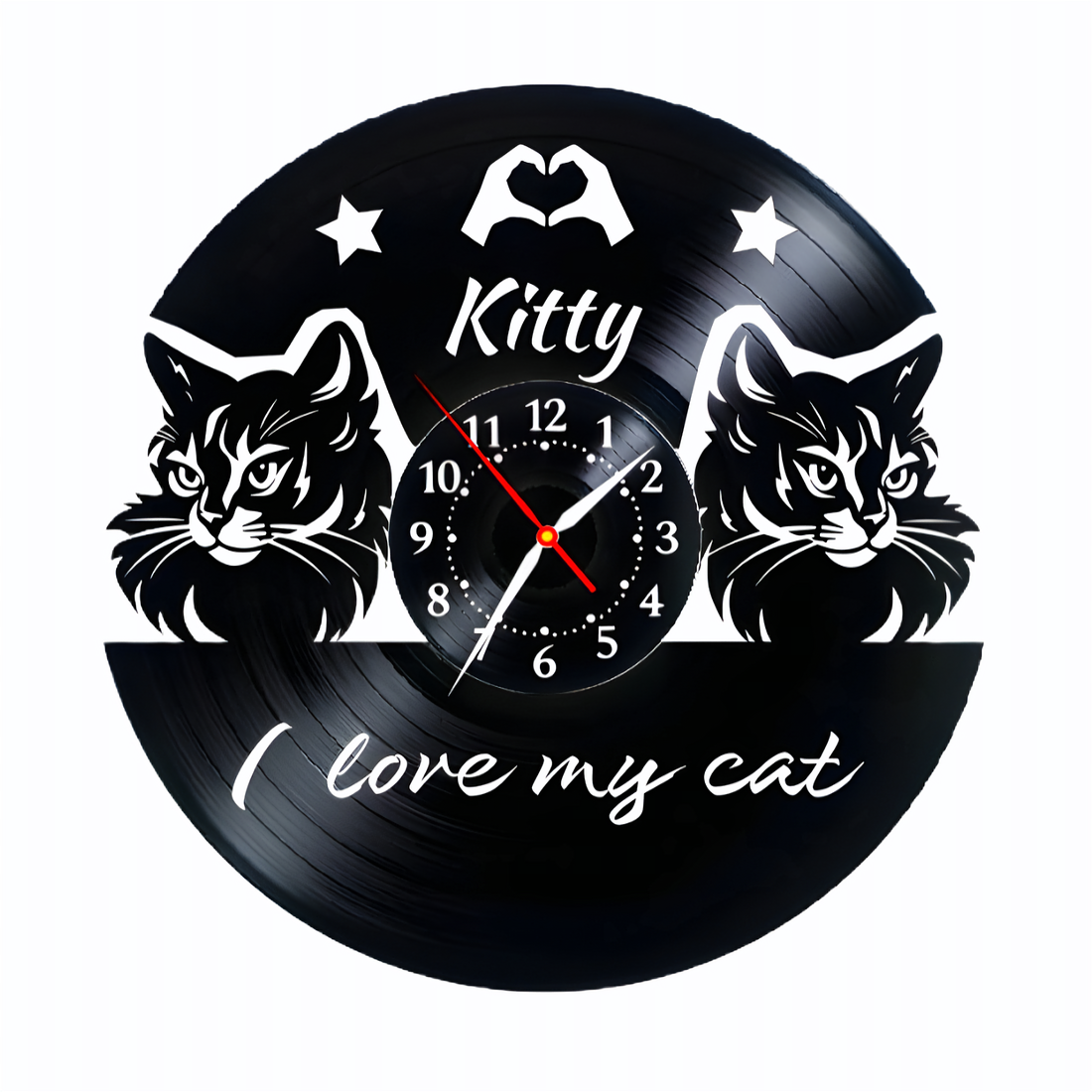 I LOVE MY CAT- ceas de perete  (personalizabil) - casă & stil de viață - accesorii pentru decorat casa - decorațiuni de pereți, decorațiuni suspendate - ceasuri de perete - Artynos.ro