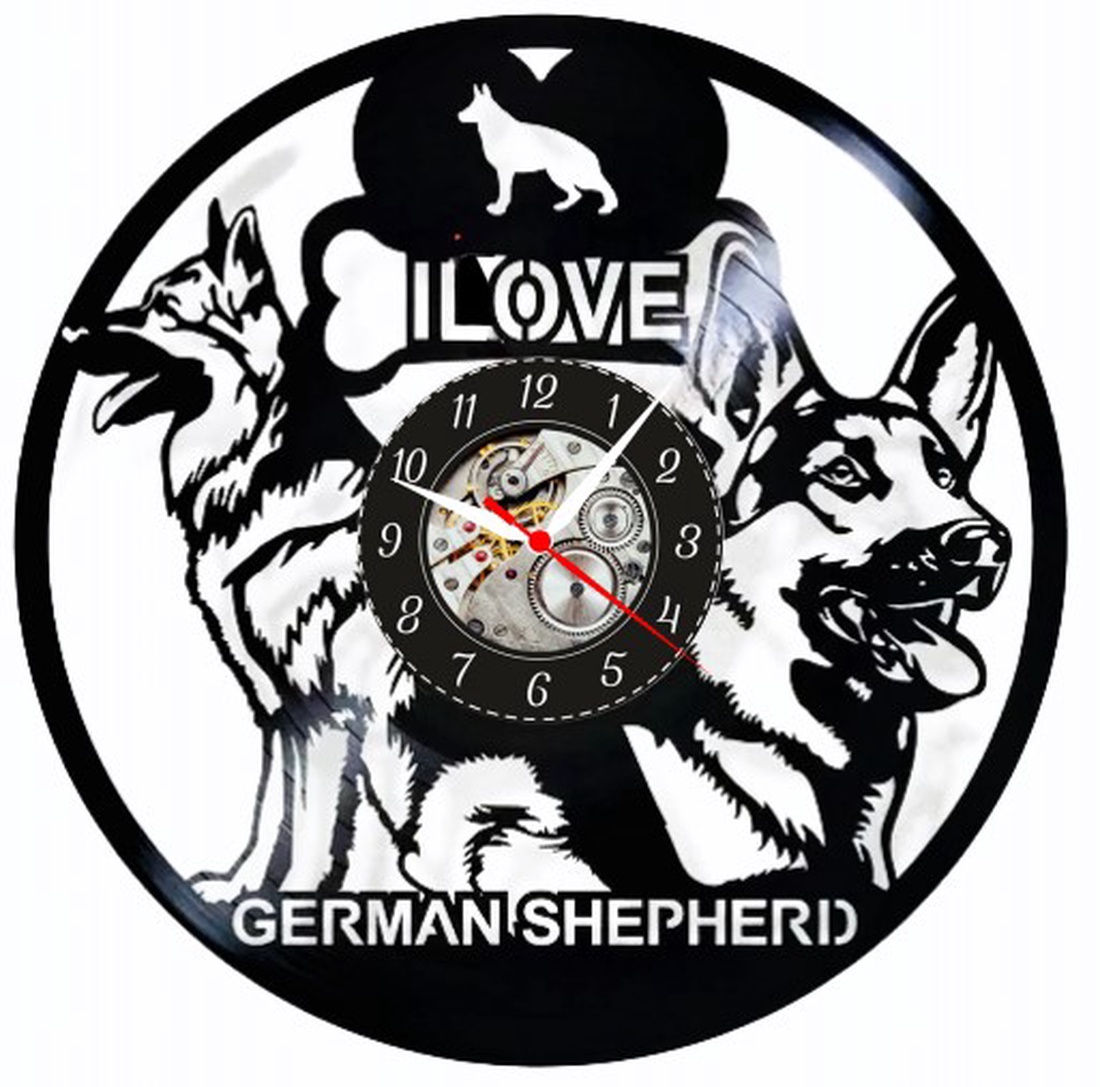 LOVE- GERMAN SHEPHERD- ceas de perete - casă & stil de viață - accesorii pentru decorat casa - decorațiuni de pereți, decorațiuni suspendate - ceasuri de perete - Artynos.ro