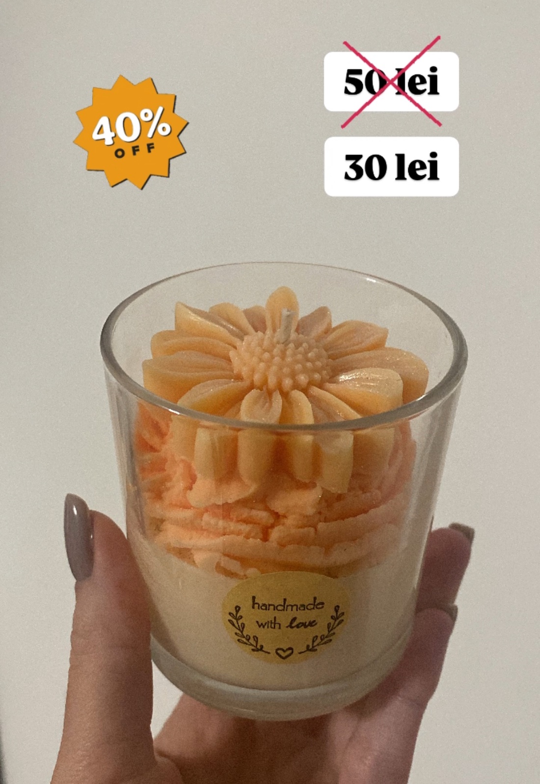 Lumânare parfumată Flower 140g - casă & stil de viață - lumânări, parfumuri, arome - lumânare - lumânări artizanale - Artynos.ro