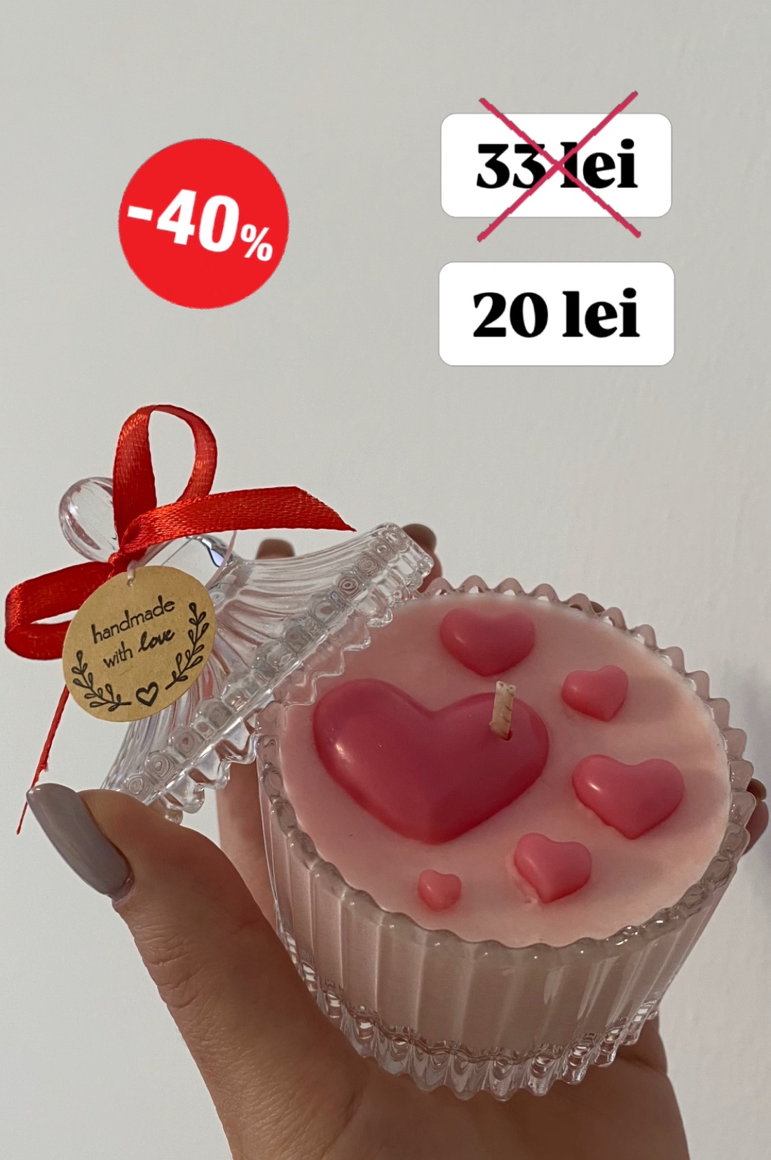 Lumânare parfumată Sweet hearts 65g - casă & stil de viață - lumânări, parfumuri, arome - lumânare - lumânări artizanale - Artynos.ro