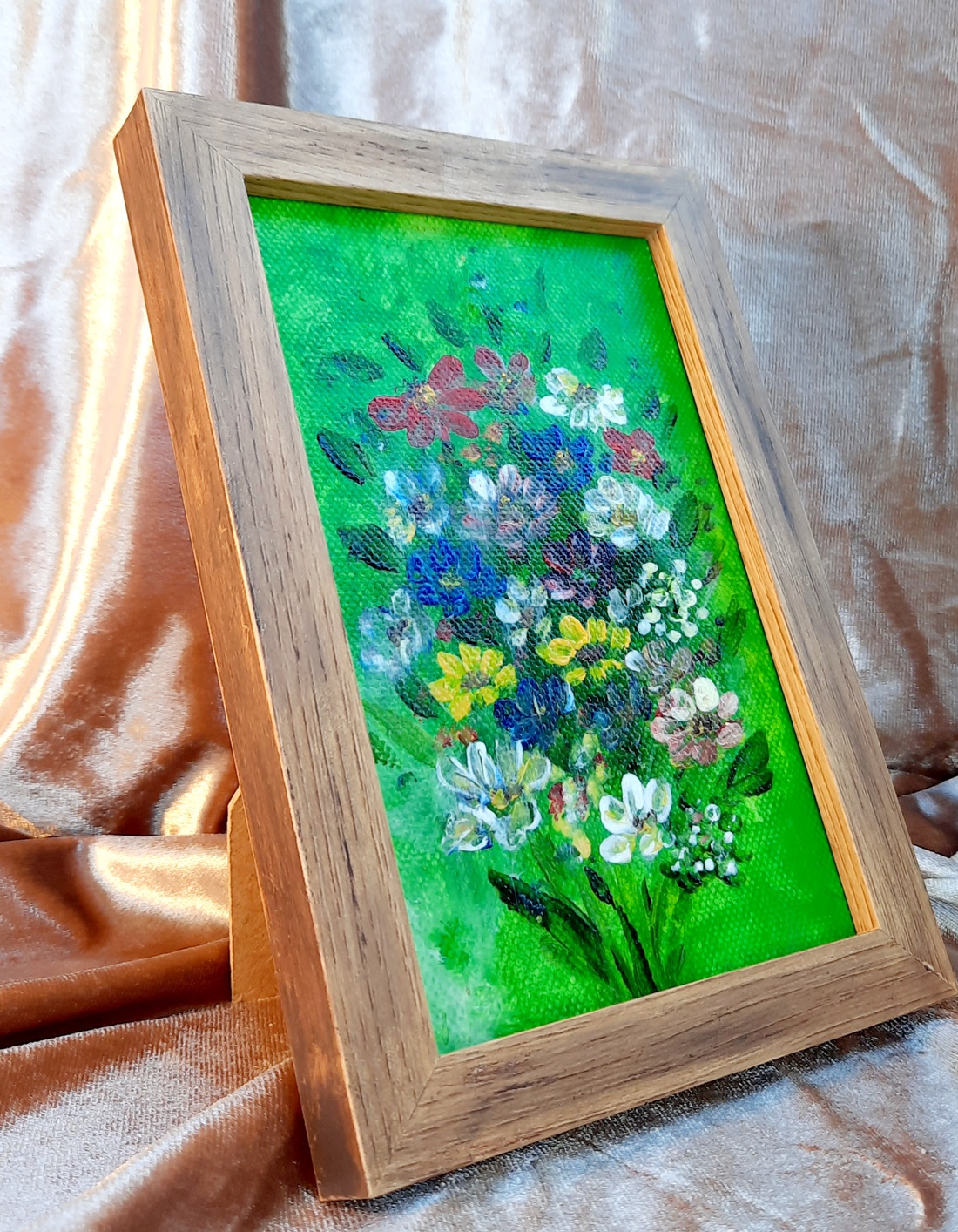 Mini-tablou cu flori de camp - arte vizuale și accesorii  - picturi - pictură acrilică - Artynos.ro