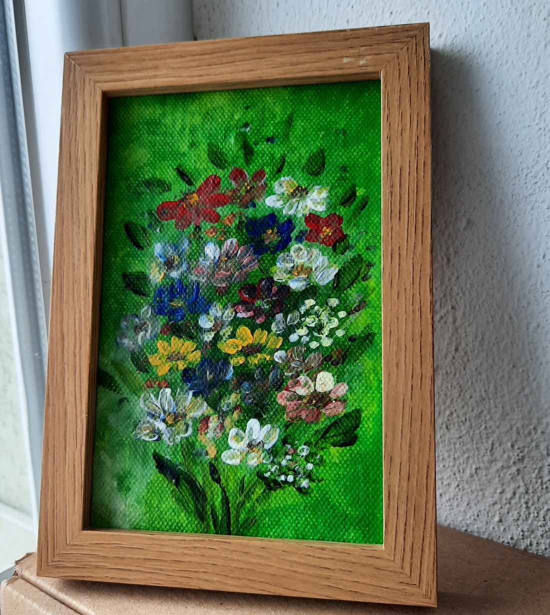 Mini-tablou cu flori de camp - arte vizuale și accesorii  - picturi - pictură acrilică - Artynos.ro