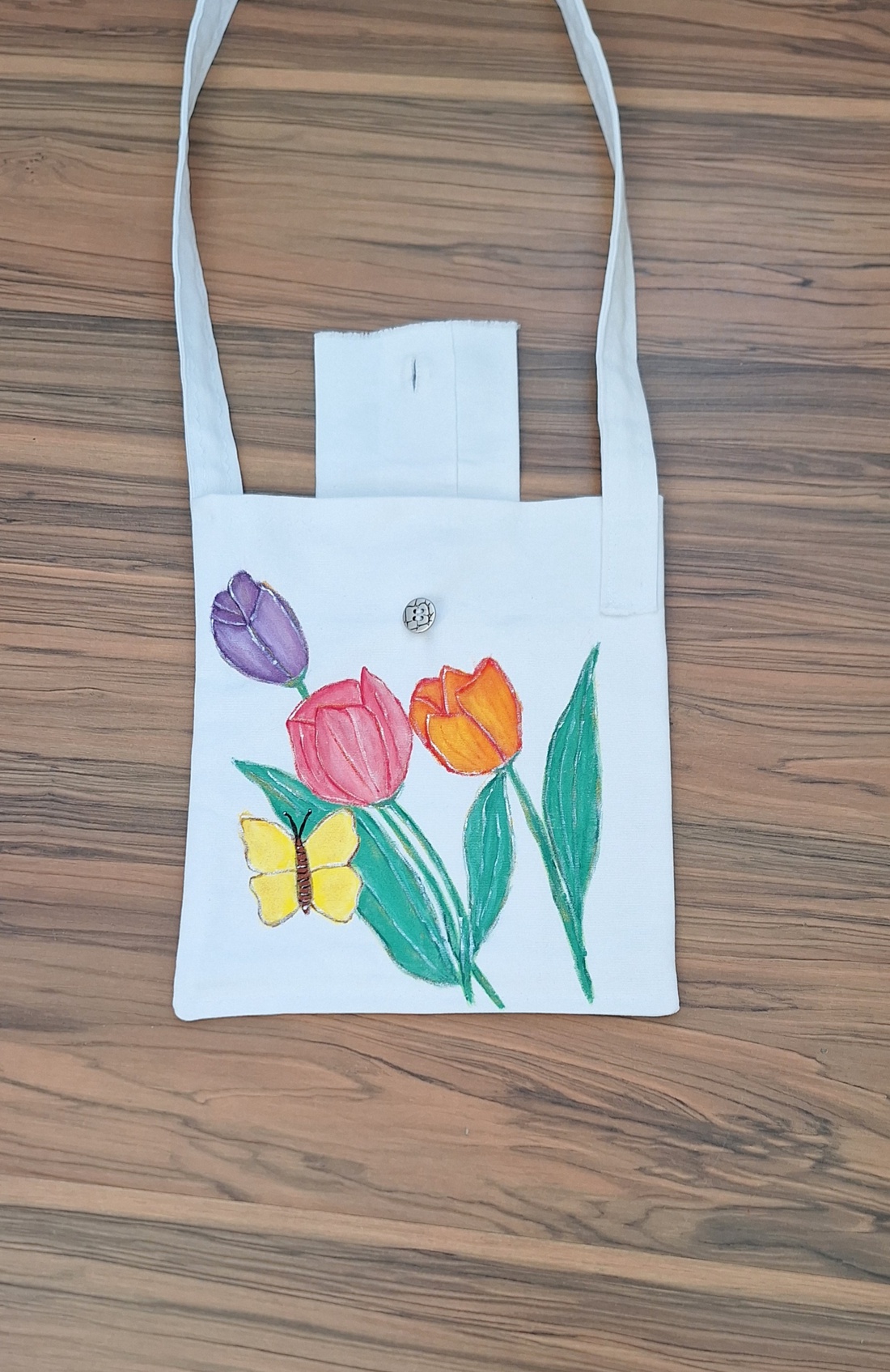 Geanta pictata cu lalele - geantă și husă - geantă pentru cumpărături - geantă shopper, geantă tote, geantă textilă - Artynos.ro