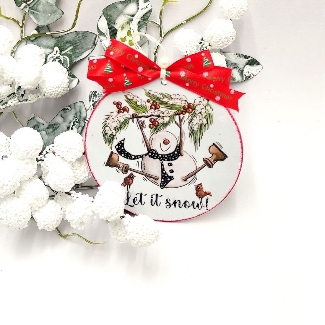 Glob lemn pentru Craciun, Let it snow - accesorii de crăciun - decorațiuni de crăciun de casă - decorațiuni pentru pomul de crăciun - Artynos.ro