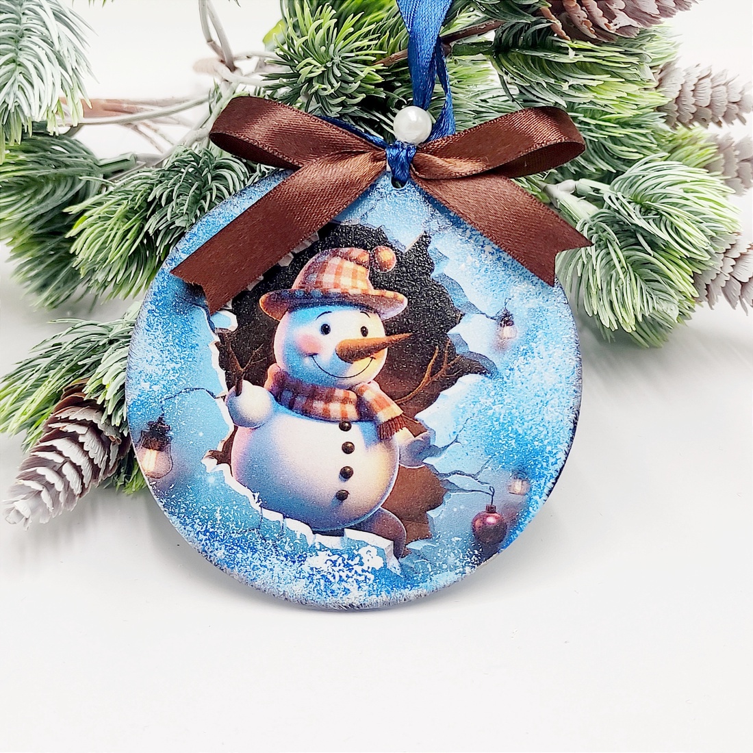 Glob lemn pentru Craciun, snowman break wall Christmas 5 - accesorii de crăciun - decorațiuni de crăciun de casă - decorațiuni pentru pomul de crăciun - Artynos.ro