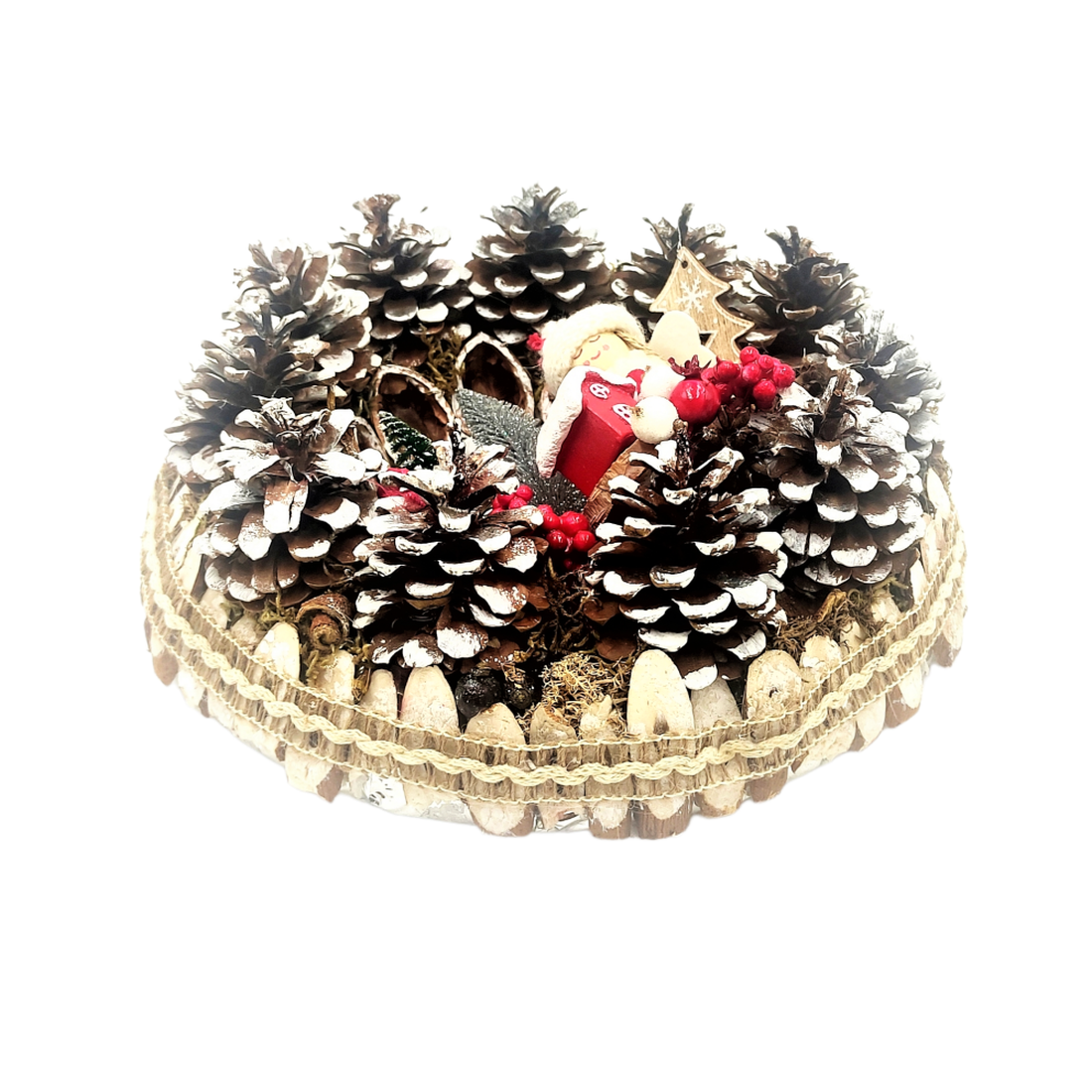 Coronita unicat pentru Craciun, realizata manual, 25 cm, conuri fetita brazi    3116 - accesorii de crăciun - decorațiuni de advent - coroniță advent - Artynos.ro