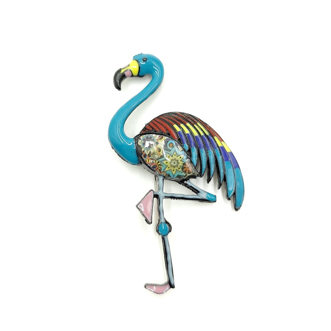 Brosa flamingo turcoaz - bijuterii - broșă, insigne - insigne - Artynos.ro