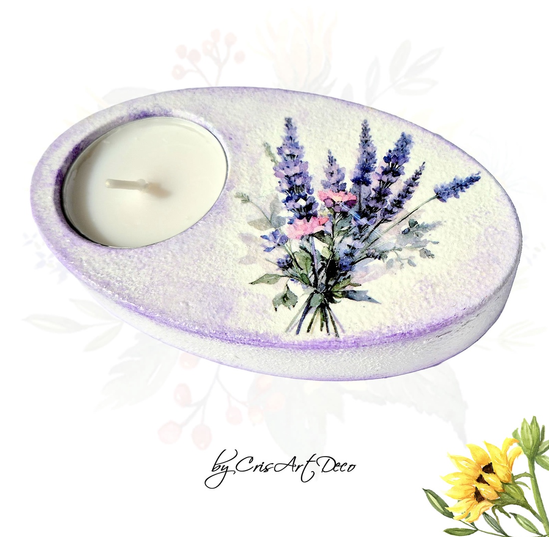 Suport decorativ pentru lumanare - lavanda 120620  - casă & stil de viață - lumânări, parfumuri, arome - suport lumânări - Artynos.ro