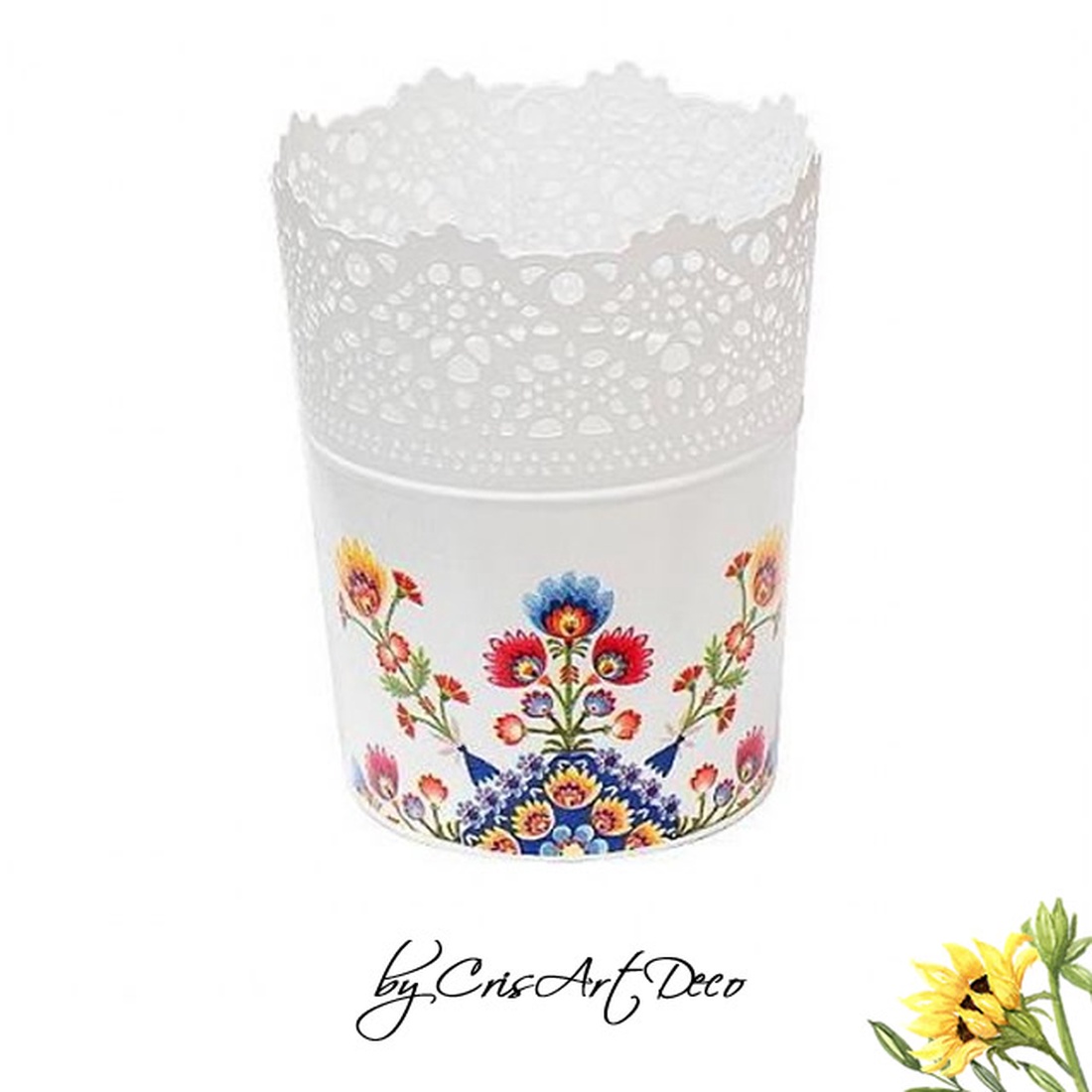 Ghiveci decorativ model folk multicolor- 8381 - casă & stil de viață - accesorii pentru decorat casa - suport de flori - ghiveci și jardiniere - Artynos.ro