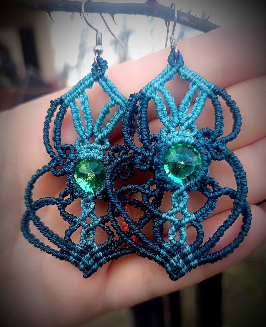 Cercei micro macrame cu cristale  - bijuterii - cercei - cercei drop - Artynos.ro