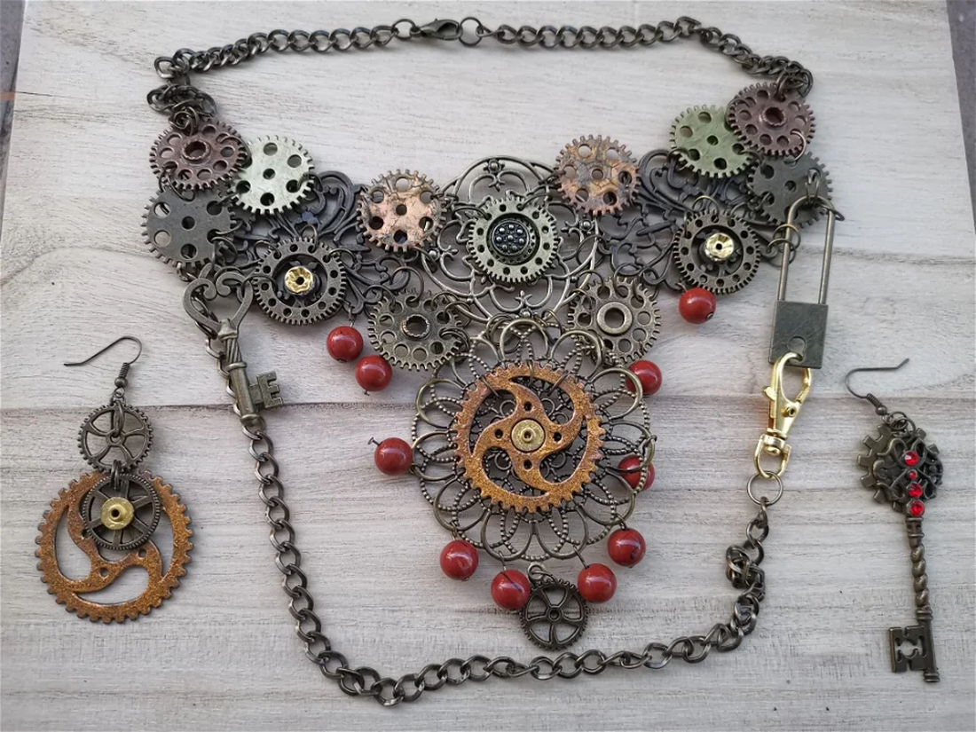 SET Colier și Cercei Steampunk - bijuterii - seturi de bijuterii - Artynos.ro