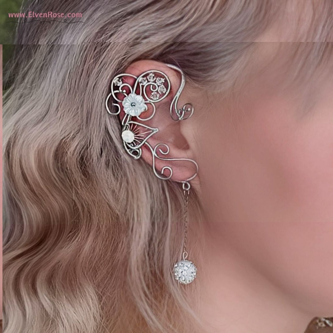 Cercei ear wrap de Mireasa Elven Elegance - bijuterii - cercei - cercei și ornamente pentru urechi - Artynos.ro