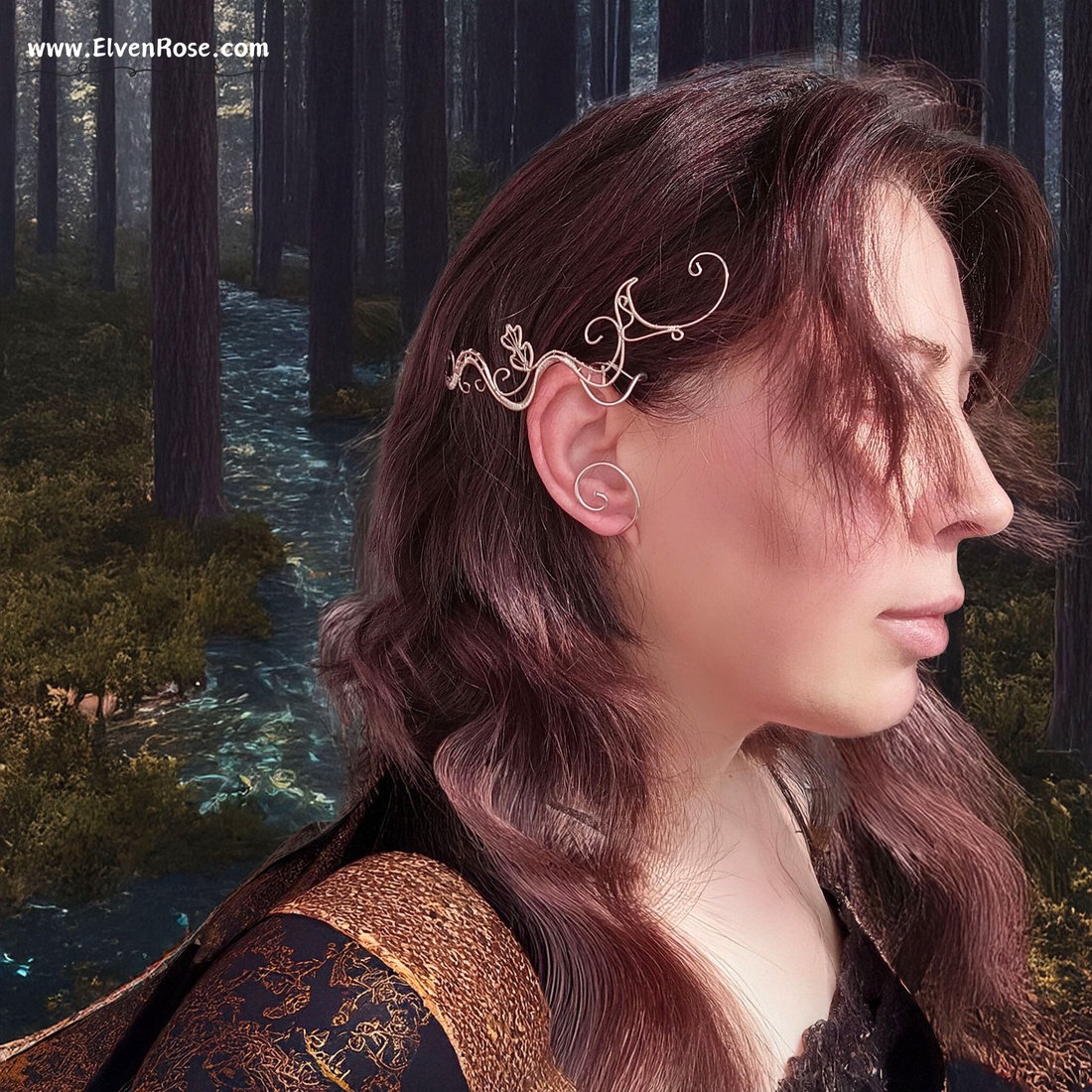 Cercel ear wrap Whispering Vines - bijuterii - cercei - cercei și ornamente pentru urechi - Artynos.ro