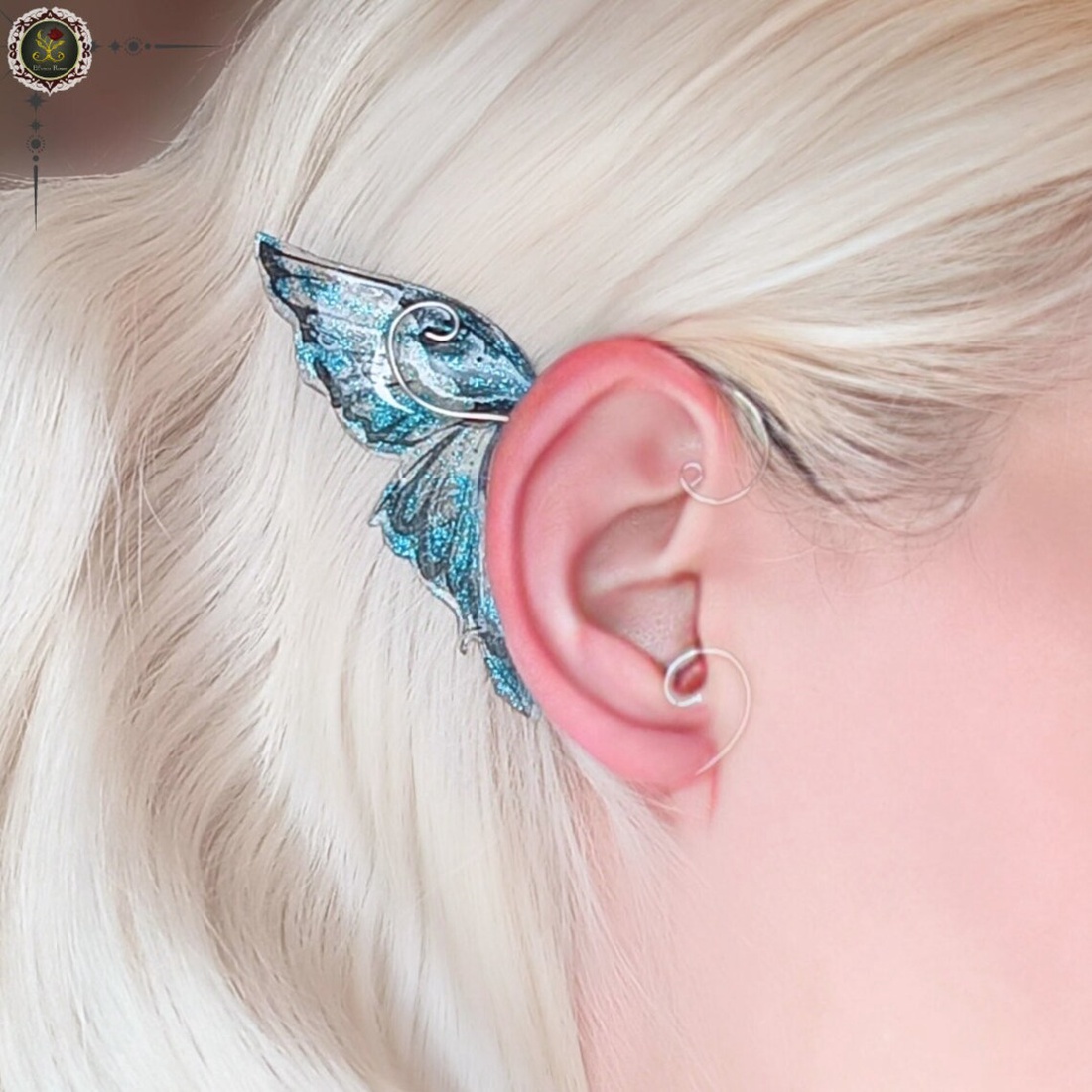 Cercei ear wrap Blue Fairy Wing - bijuterii - cercei - cercei și ornamente pentru urechi - Artynos.ro