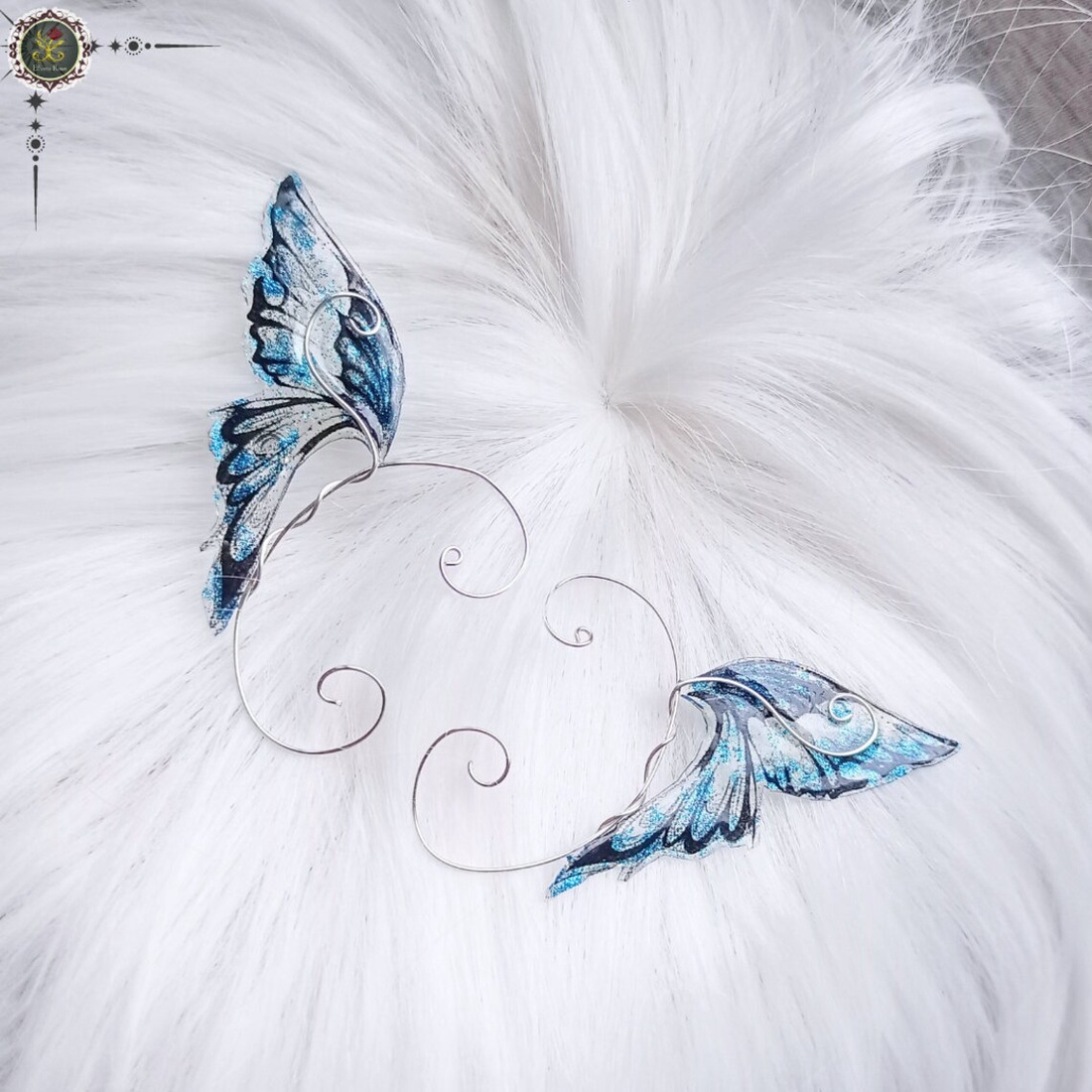 Cercei ear wrap Blue Fairy Wing - bijuterii - cercei - cercei și ornamente pentru urechi - Artynos.ro