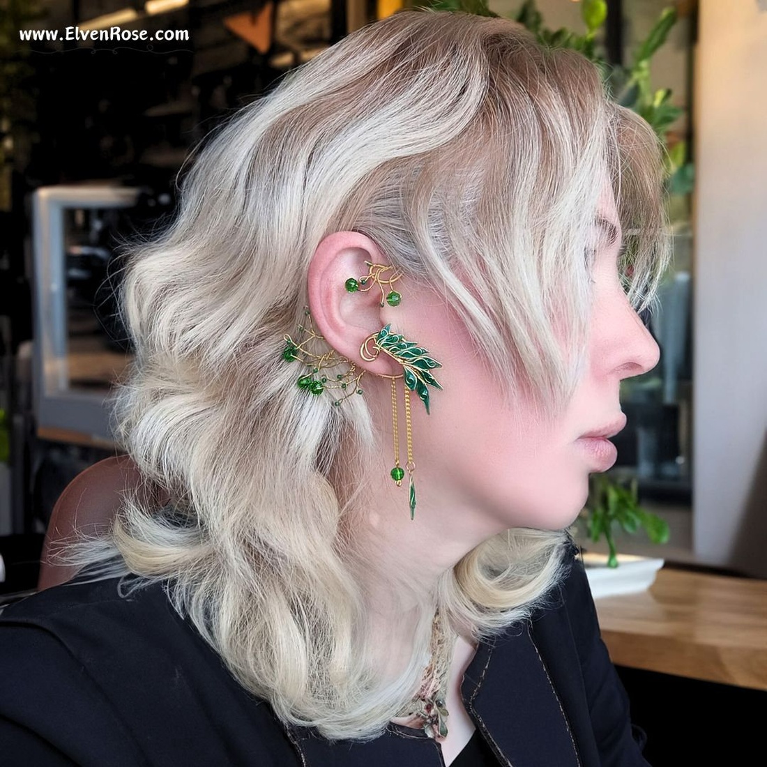 Cercel ear wrap elf Verdant Aurlinn - bijuterii - cercei - cercei și ornamente pentru urechi - Artynos.ro