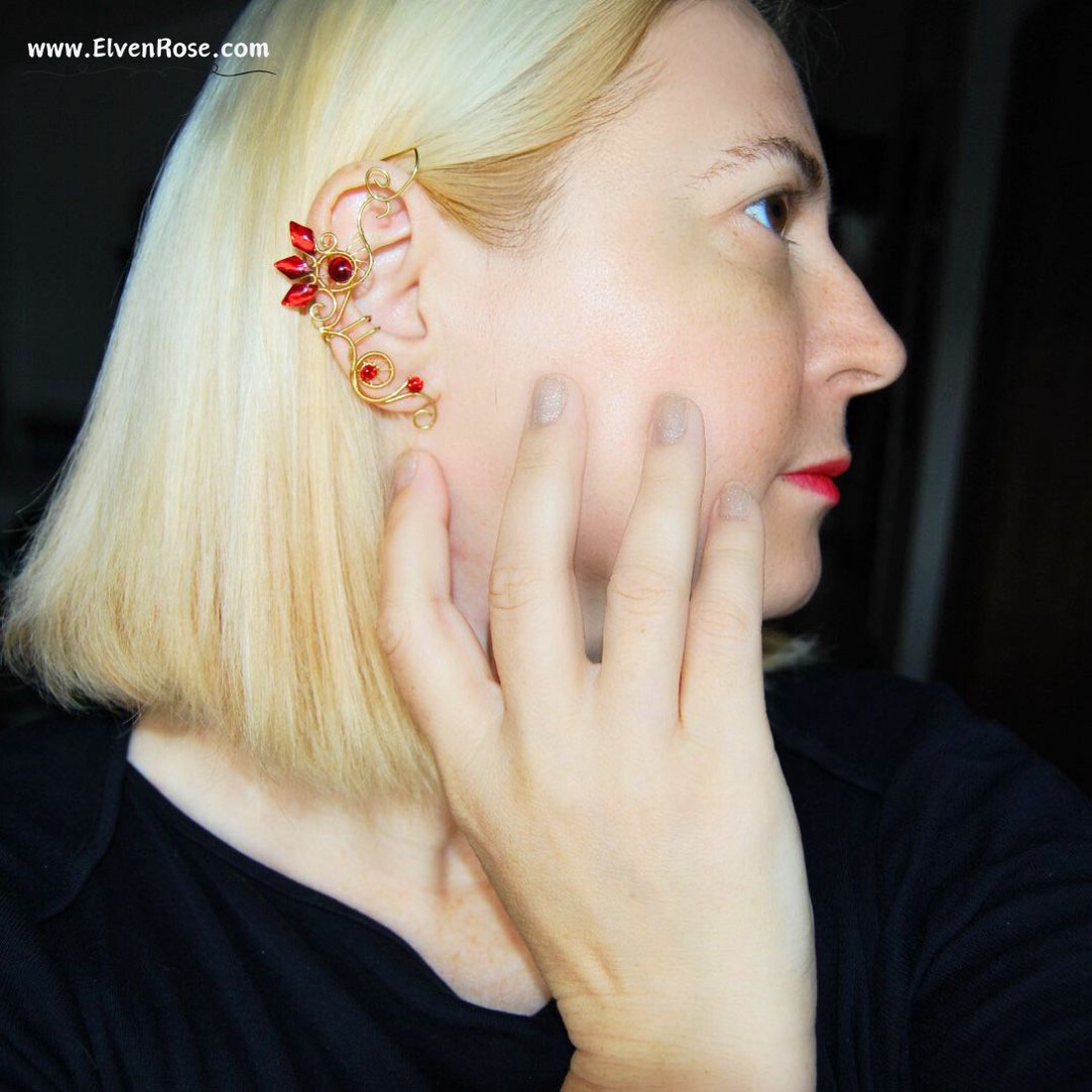 Cercel ear cuff Fire Sprite - bijuterii - cercei - cercei și ornamente pentru urechi - Artynos.ro