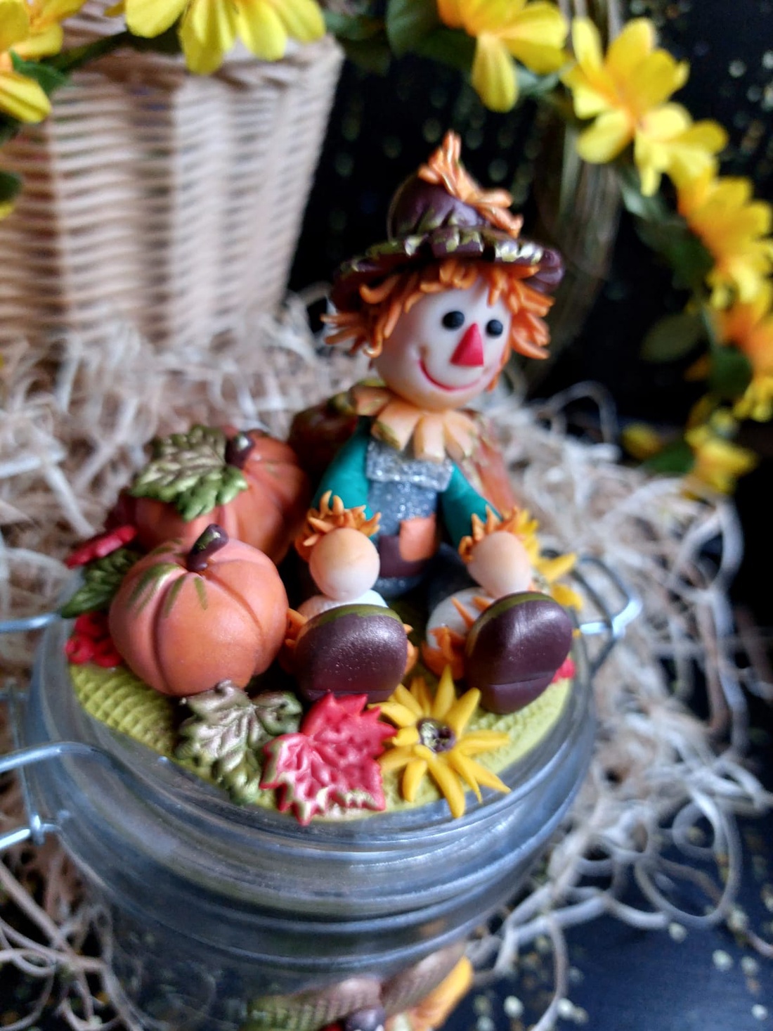 Borcan decorativ cu paiata handmade - de toamna - casă & stil de viață - accesorii pentru decorat casa - halloween - tot ce ai nevoie pentru petrecere! - ornamente de halloween - Artynos.ro