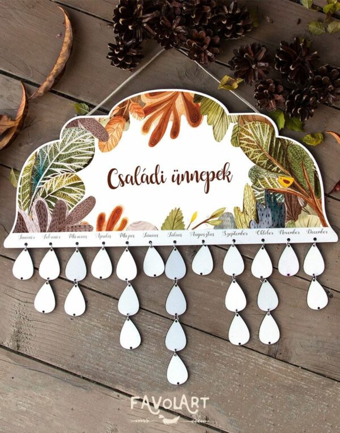 Calendar perpetuu cu frunze - casă & stil de viață - accesorii pentru decorat casa - decorațiuni de pereți, decorațiuni suspendate - calendar perete - Artynos.ro