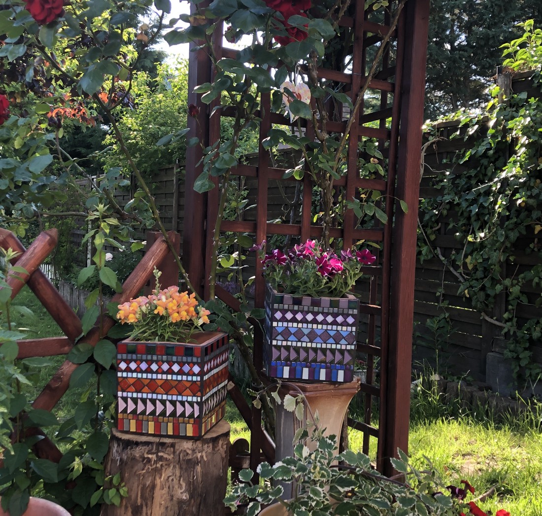 Ghiveci de flori mozaic, albastru - casă & stil de viață - accesorii pentru decorat casa - suport de flori - ghiveci și jardiniere - Artynos.ro