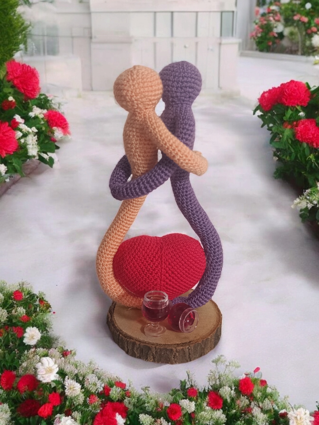 Cuplu de îndrăgostiți crosetati/ 18cm - accessorii și unelte - accesorii decorative - figurine - Artynos.ro