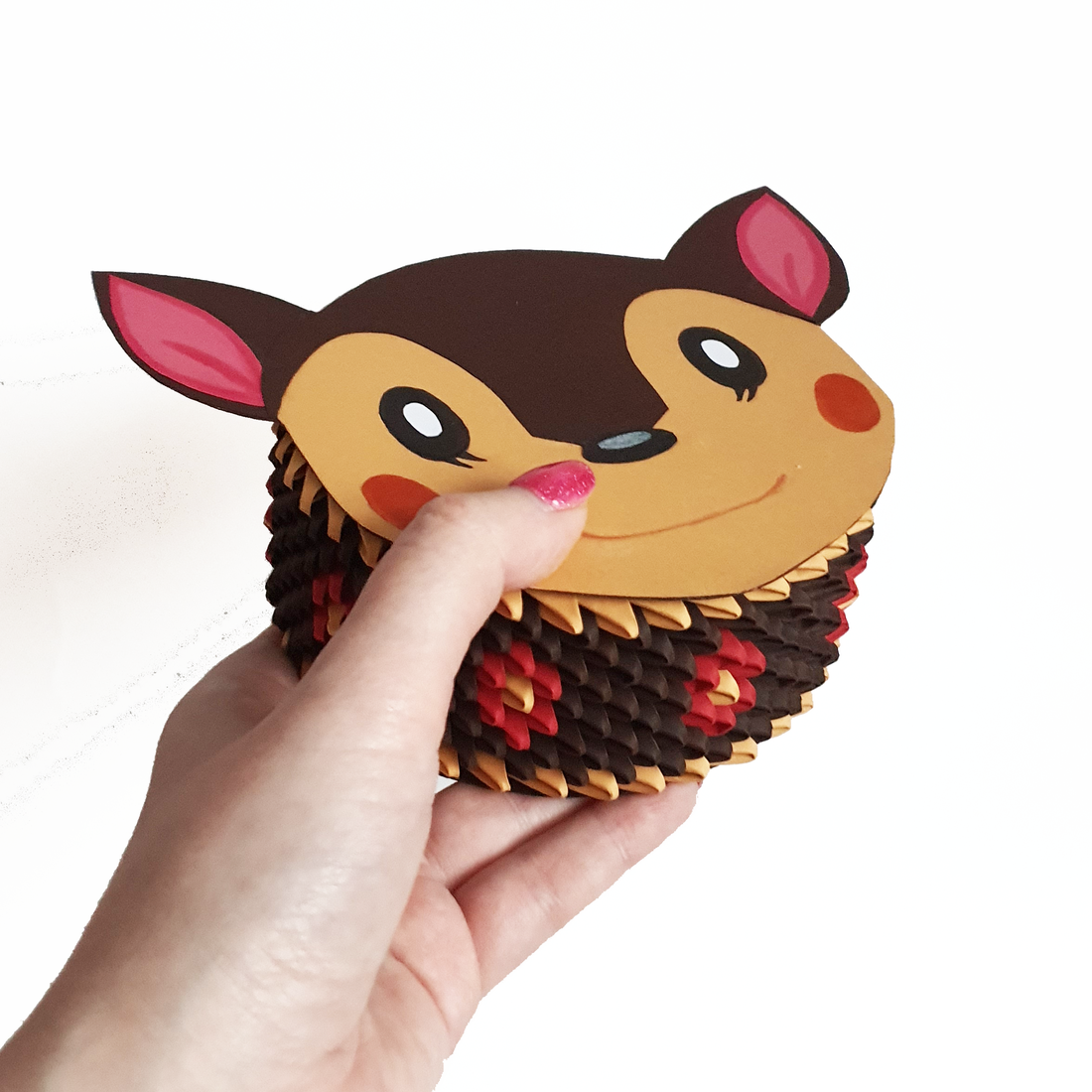 Cutie 3D origami căprioară Animal Crossing - casă & stil de viață - accesorii pentru decorat casa - decorațiuni de masă și decorațiuni pentru rafturi  - cutii decor, cutii de suveniruri - Artynos.ro