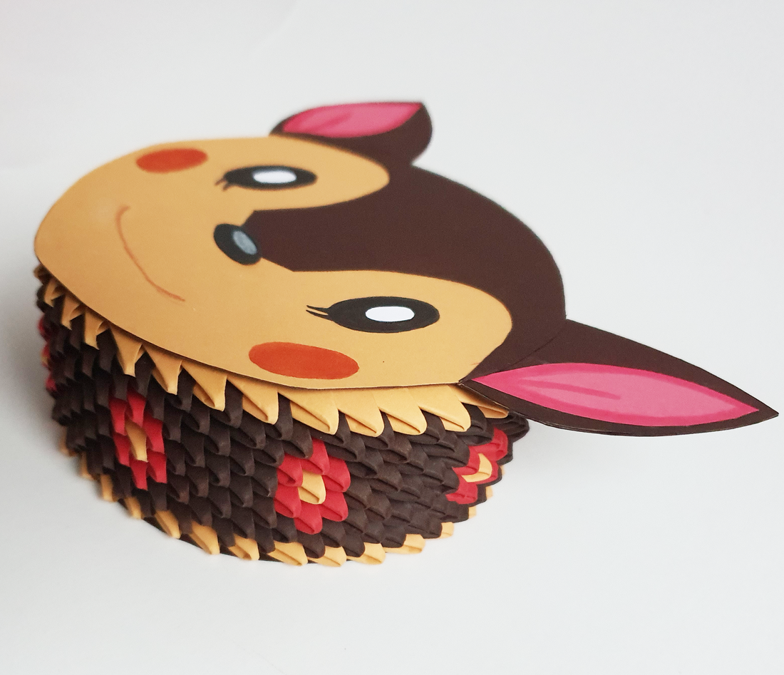 Cutie 3D origami căprioară Animal Crossing - casă & stil de viață - accesorii pentru decorat casa - decorațiuni de masă și decorațiuni pentru rafturi  - cutii decor, cutii de suveniruri - Artynos.ro