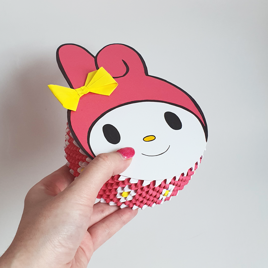 Cutie 3D origami iepuraș My Melody Sanrio - accesorii locuință - accesorii pentru decorat casa - decorațiuni de masă și decorațiuni pentru rafturi  - cutii decor, cutii de suveniruri - Artynos.ro