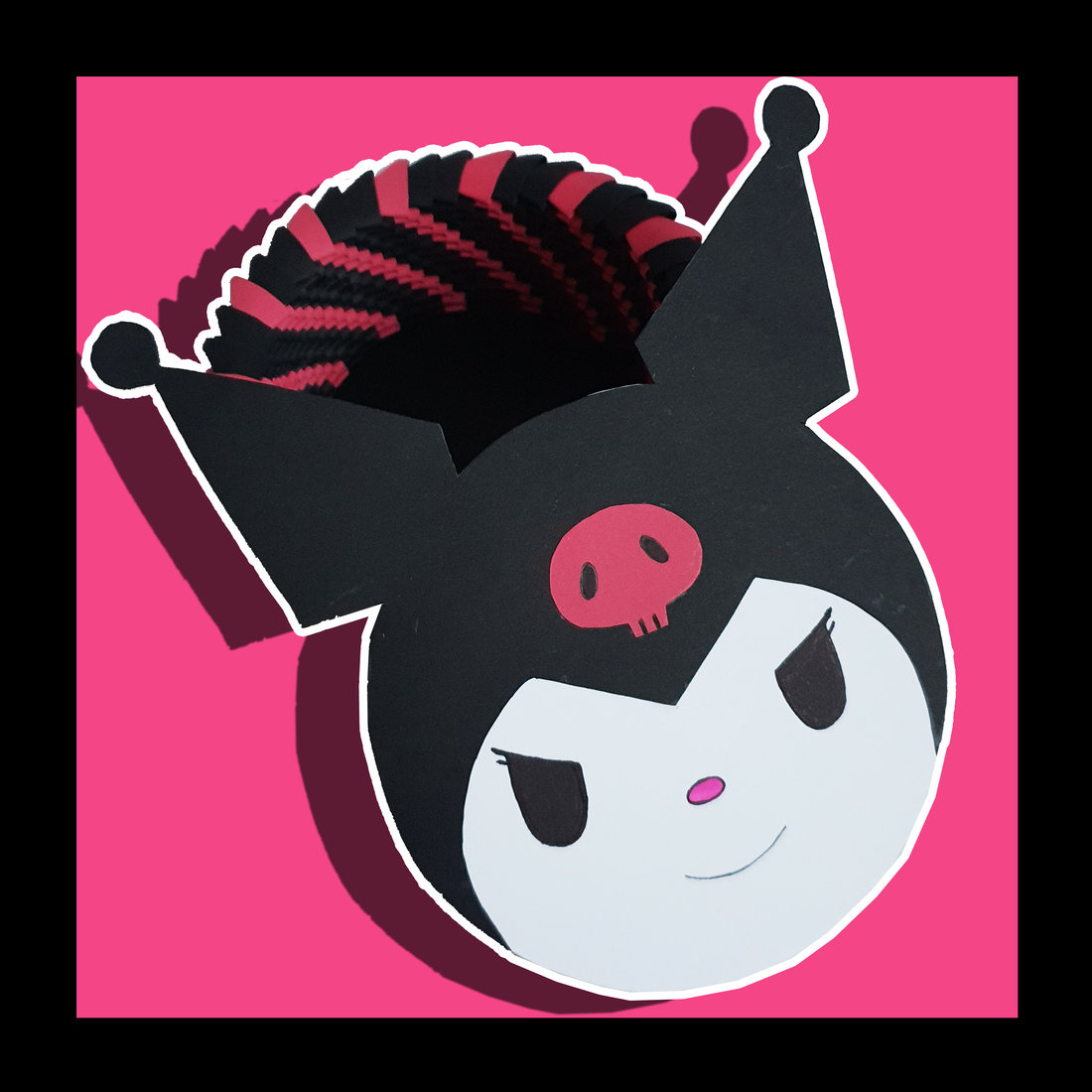 Cutie 3D origami iepuraș Kuromi Sanrio - accesorii locuință - accesorii pentru decorat casa - decorațiuni de masă și decorațiuni pentru rafturi  - cutii decor, cutii de suveniruri - Artynos.ro