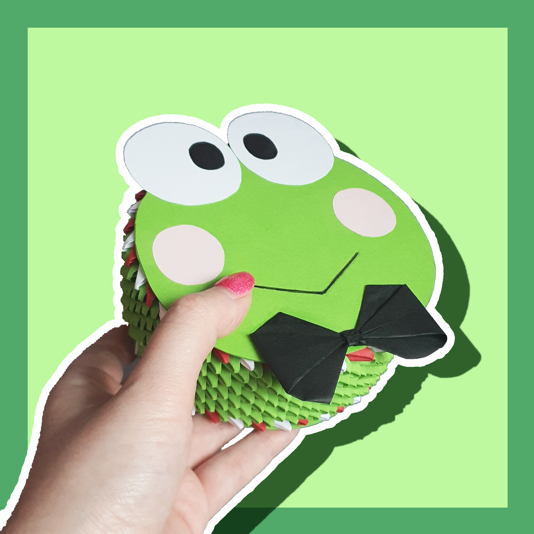 Cutie 3D origami broscuță Keroppi Sanrio - accesorii locuință - accesorii pentru decorat casa - decorațiuni de masă și decorațiuni pentru rafturi  - cutii decor, cutii de suveniruri - Artynos.ro