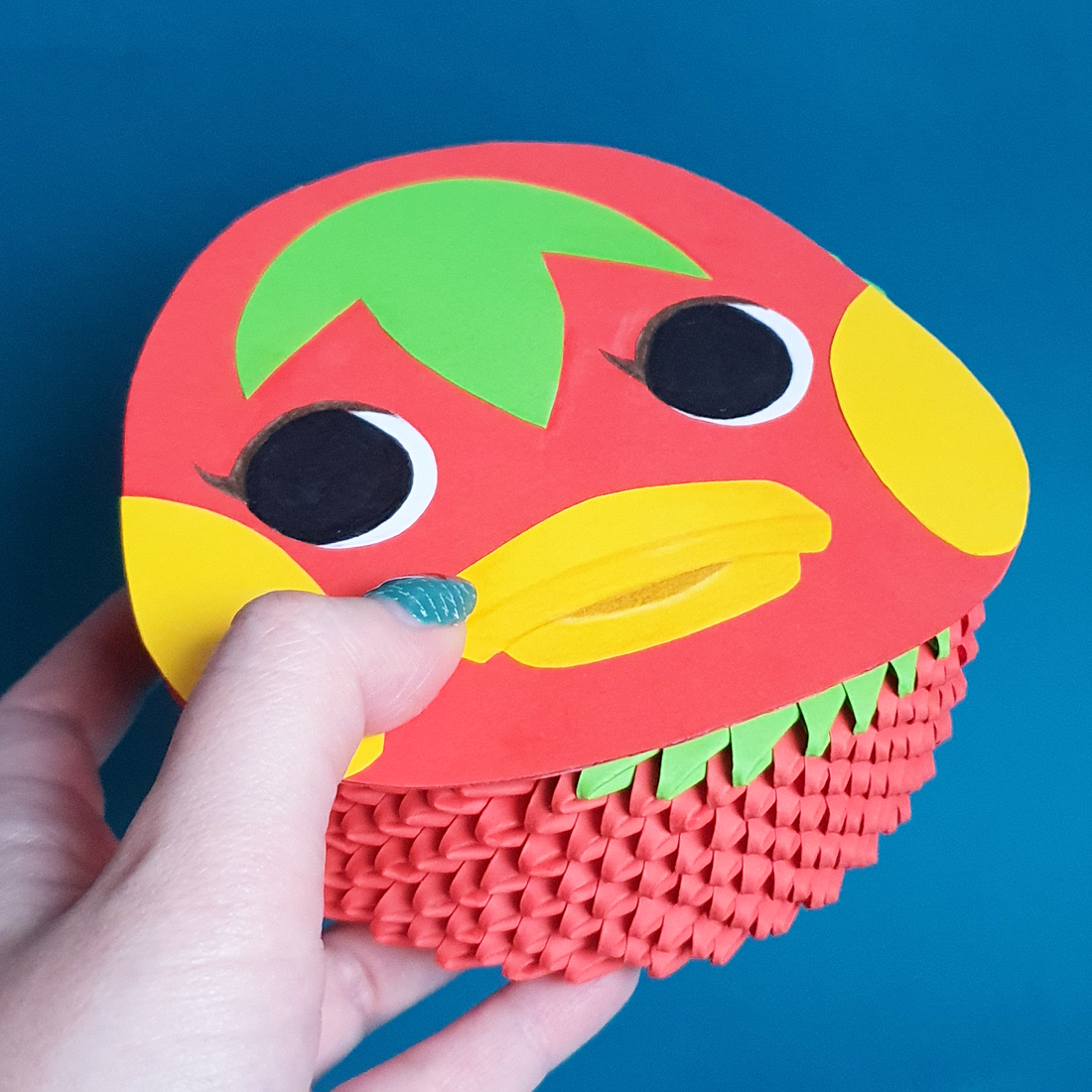 Cutie 3D origami rățușcă Ketchup Animal Crossing - accesorii locuință - accesorii pentru decorat casa - decorațiuni de masă și decorațiuni pentru rafturi  - cutii decor, cutii de suveniruri - Artynos.ro