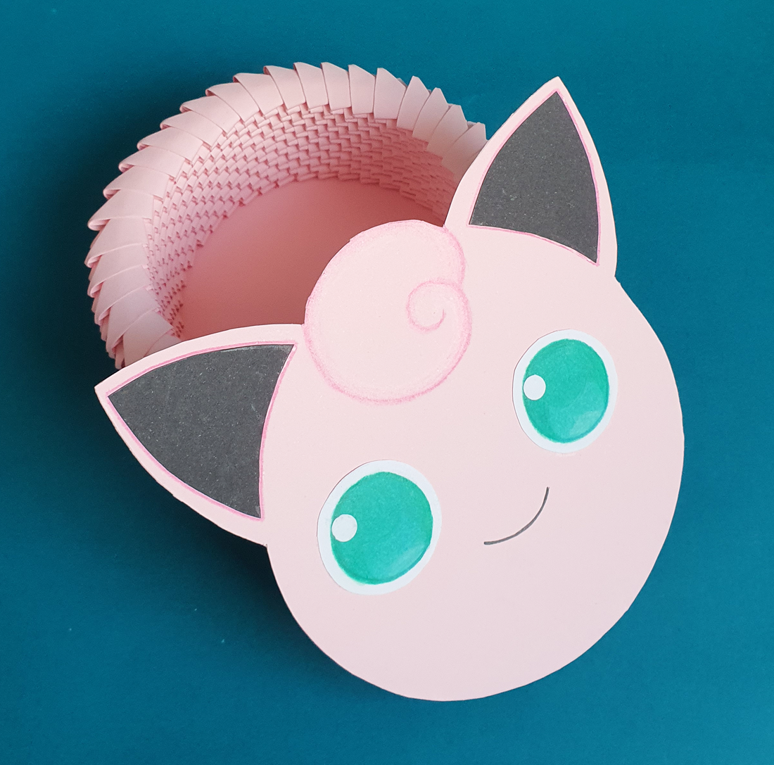 Cutie 3D origami Jigglypuff Pokemon - accesorii locuință - accesorii pentru decorat casa - decorațiuni de masă și decorațiuni pentru rafturi  - cutii decor, cutii de suveniruri - Artynos.ro