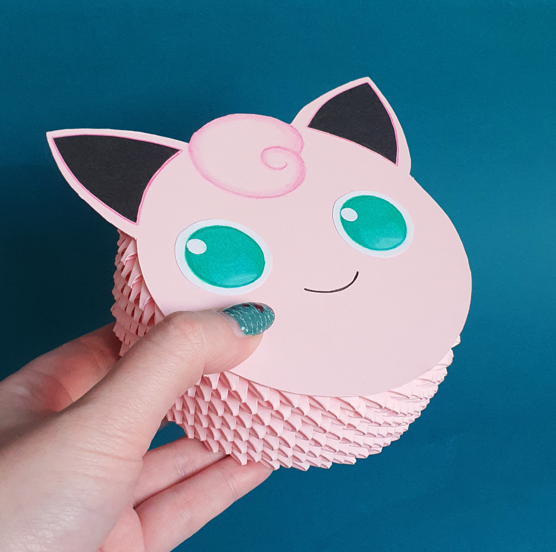 Cutie 3D origami Jigglypuff Pokemon - accesorii locuință - accesorii pentru decorat casa - decorațiuni de masă și decorațiuni pentru rafturi  - cutii decor, cutii de suveniruri - Artynos.ro