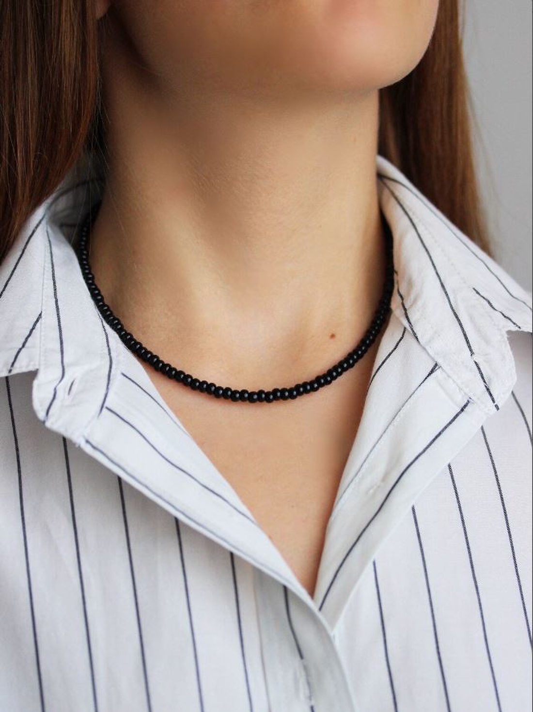 Choker finut negru  - bijuterii - coliere - coliere cu mărgele - Artynos.ro