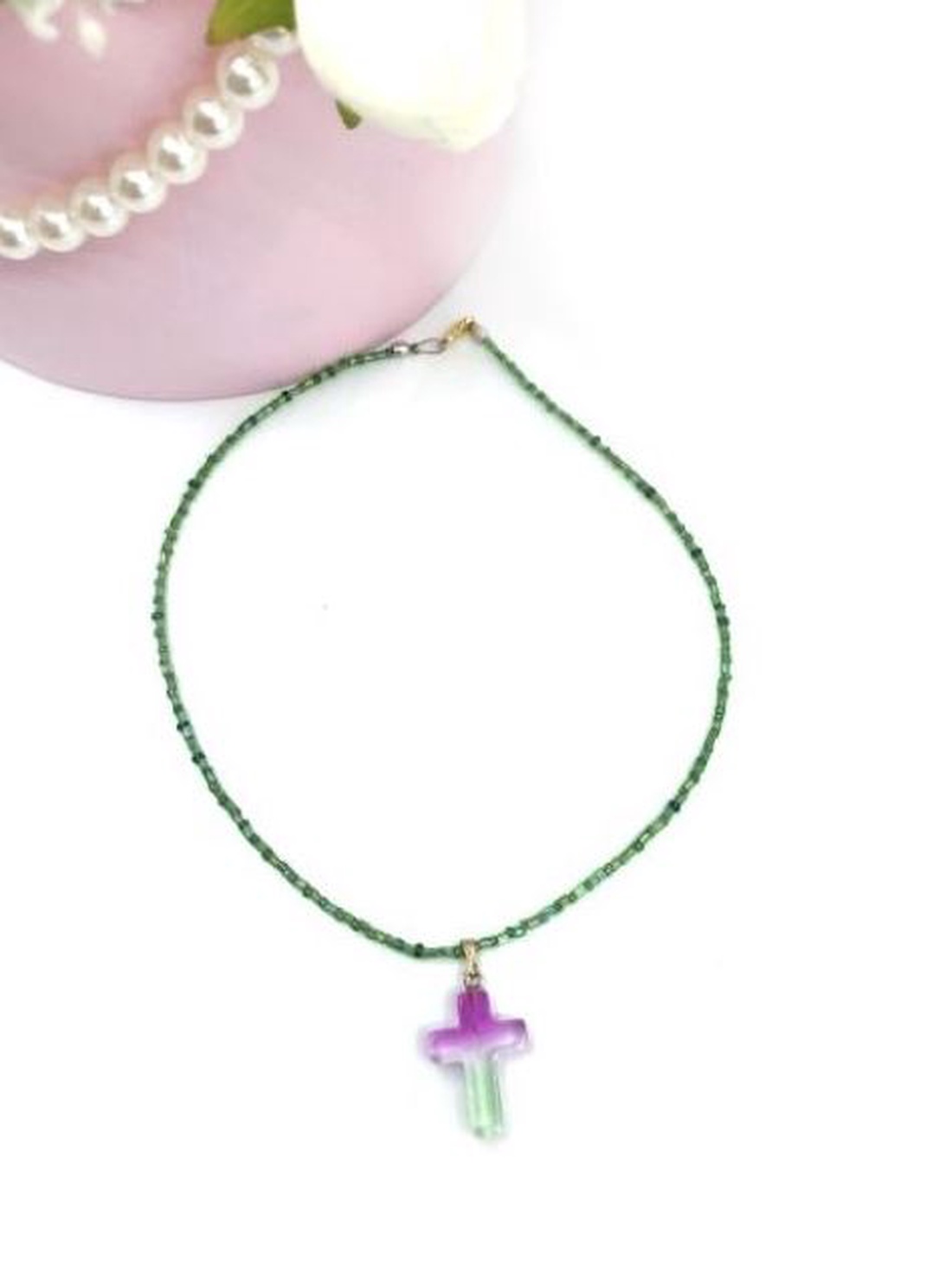 Choker finut verde  - bijuterii - coliere - coliere cu mărgele - Artynos.ro