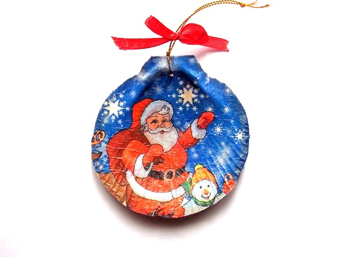 glob pe sidef cu mos craciun 44900 - accesorii de crăciun - decorațiuni de crăciun de casă - pom de crăciun, pom grinch - Artynos.ro