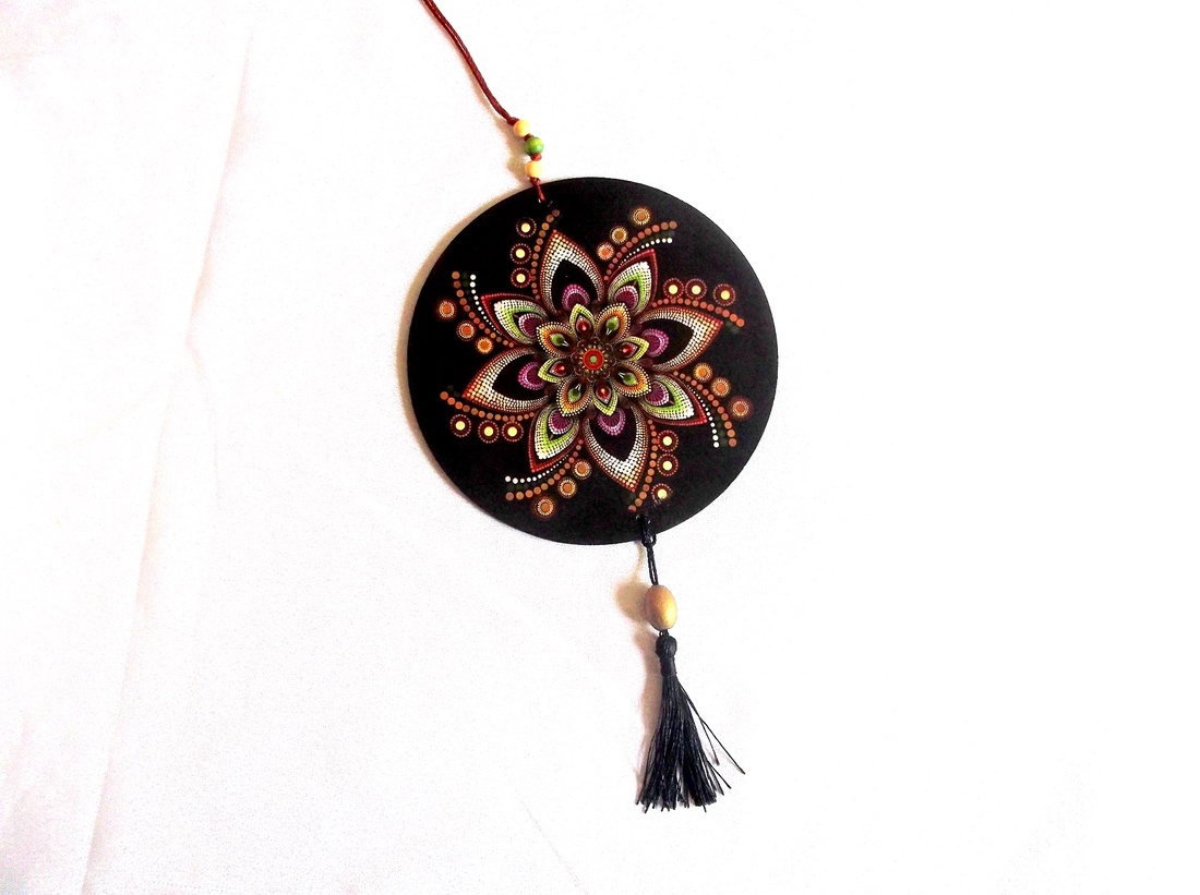 ornament pe lemn mandala 40966 - accesorii locuință - accesorii pentru decorat casa - decorațiuni de pereți, decorațiuni suspendate - decorațiuni suspendate - Artynos.ro